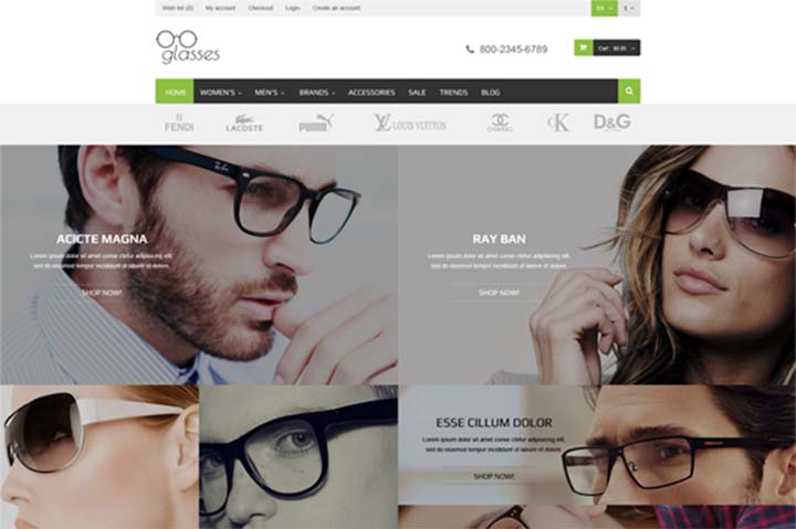 thiết kế web bán mắt kính