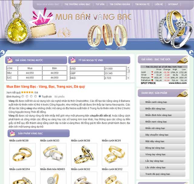 thiết kế web bán nữ trang đá quý