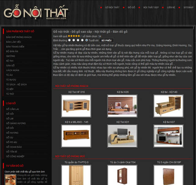 thiết kế website công ty gỗ