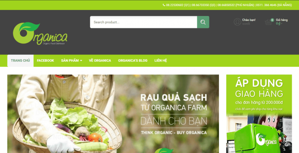 thiết kế web thực phẩm sạch