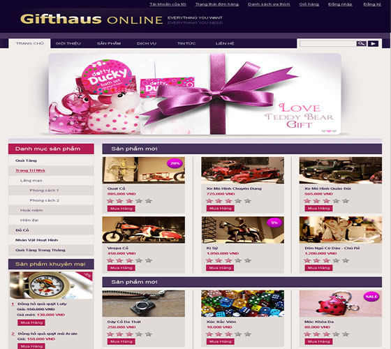 thiết kế website công ty quà tặng online