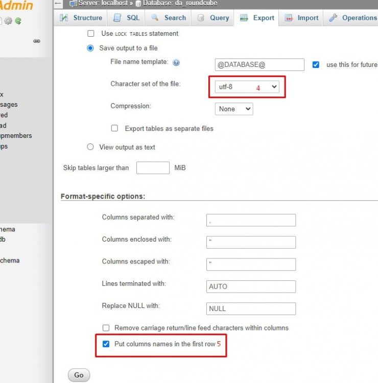 mysql xuất dữ liệu file csv