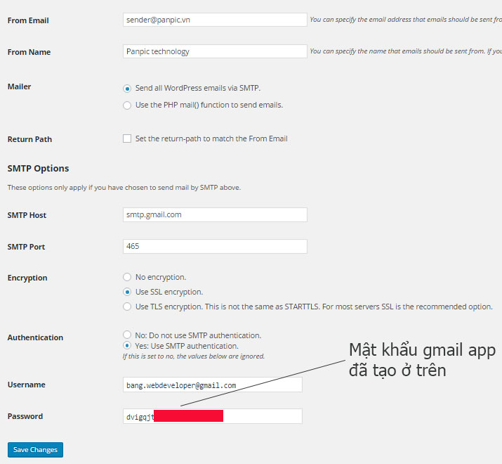 Hướng dẫn sử dụng chứng thực SMTP Gmail để gửi mail
