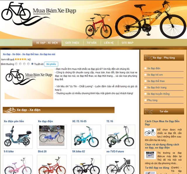 Thiết kế web bán xe đạp chuyên nghiệp