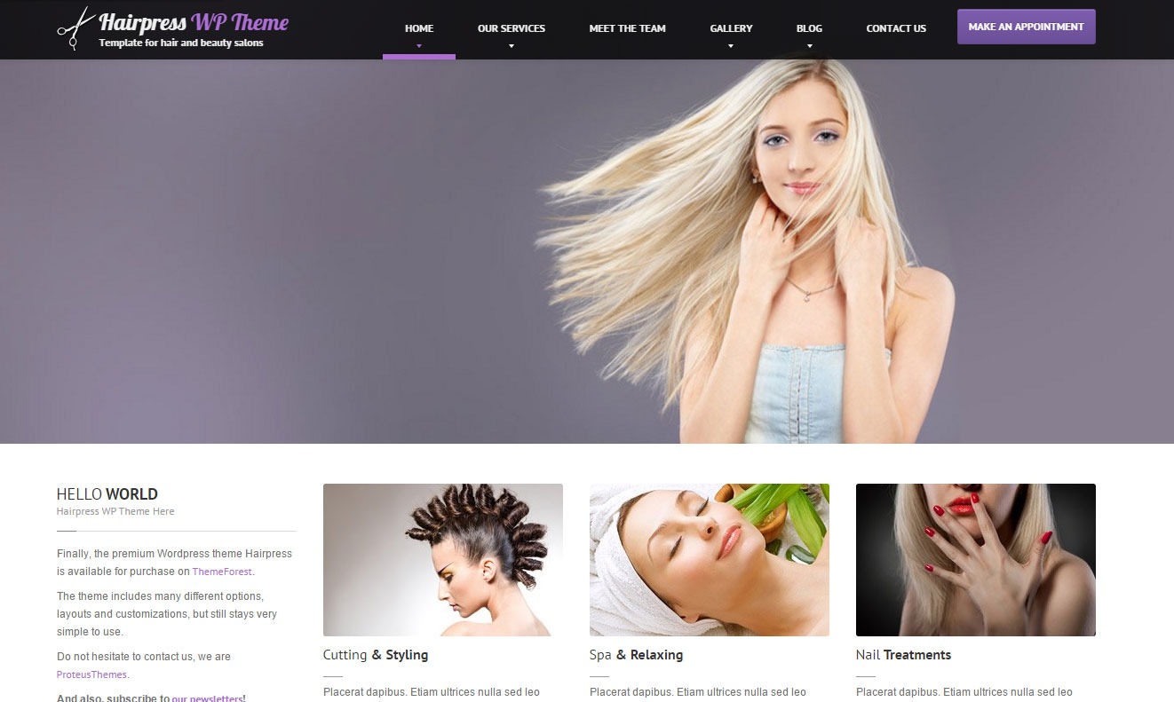 Mẫu giao diện web dịch vụ làm đẹp hair salons