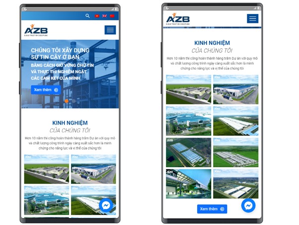 Thiết kế web công ty xây dựng AZB