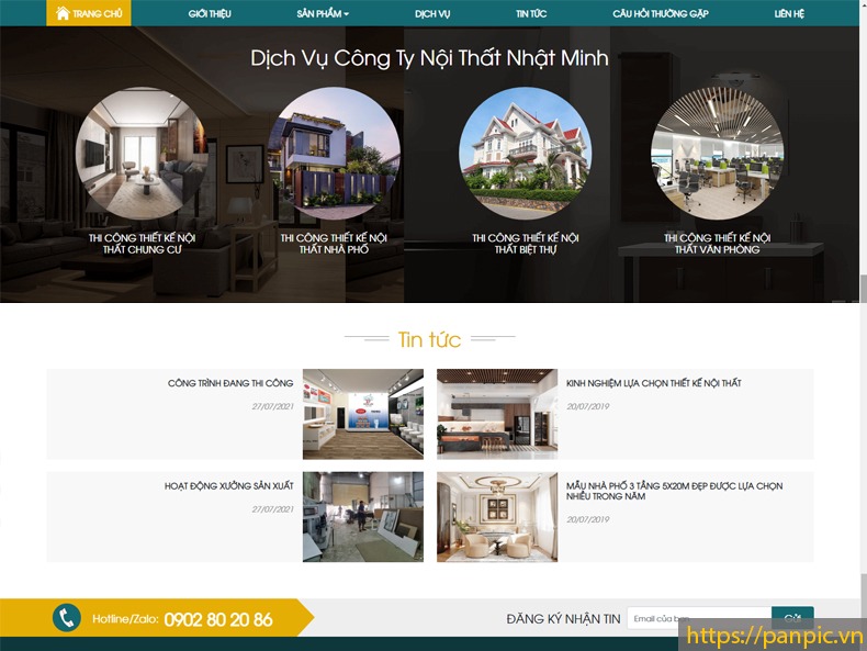 Thiết kế web công ty nội thất Nhật Minh
