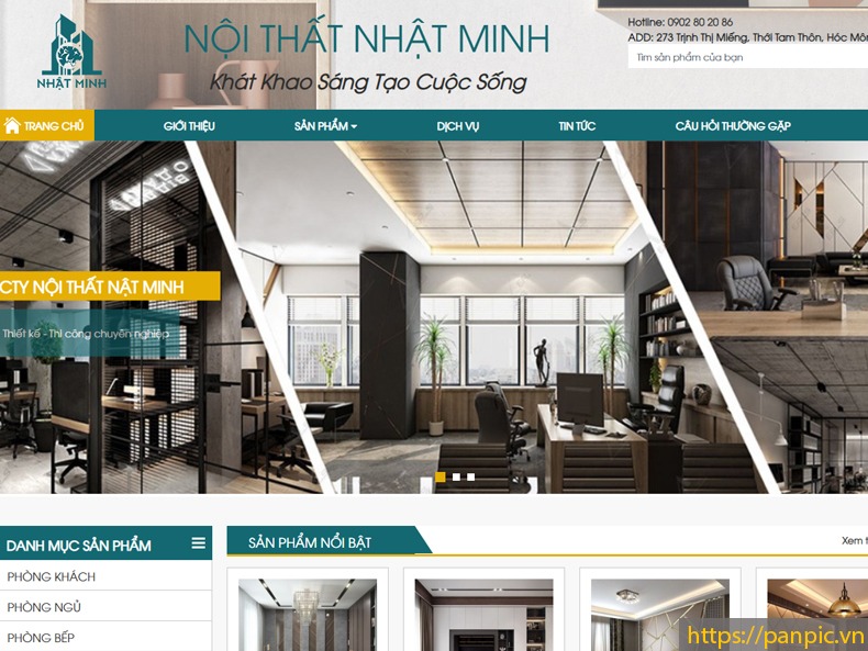 PANPIC thiết kế web công ty nội thất Nhật Minh