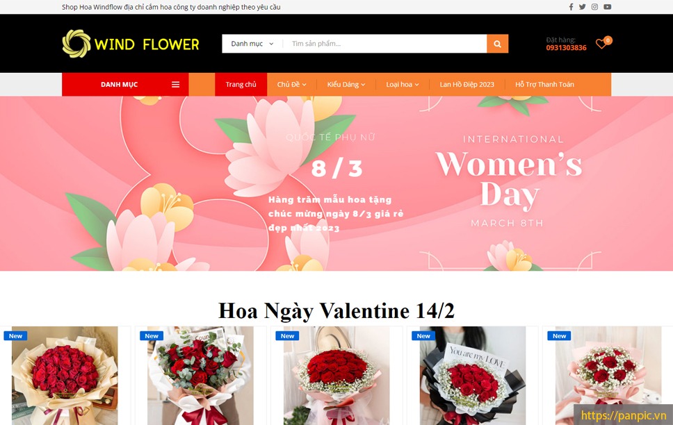 Thiết kế web shop hoa tươi