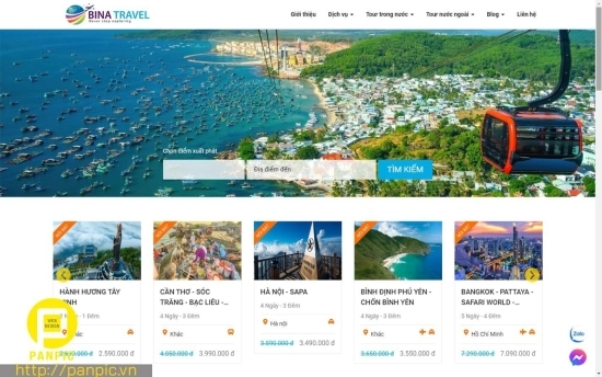 Panpic thiết kế web công ty du lịch Bina Travel