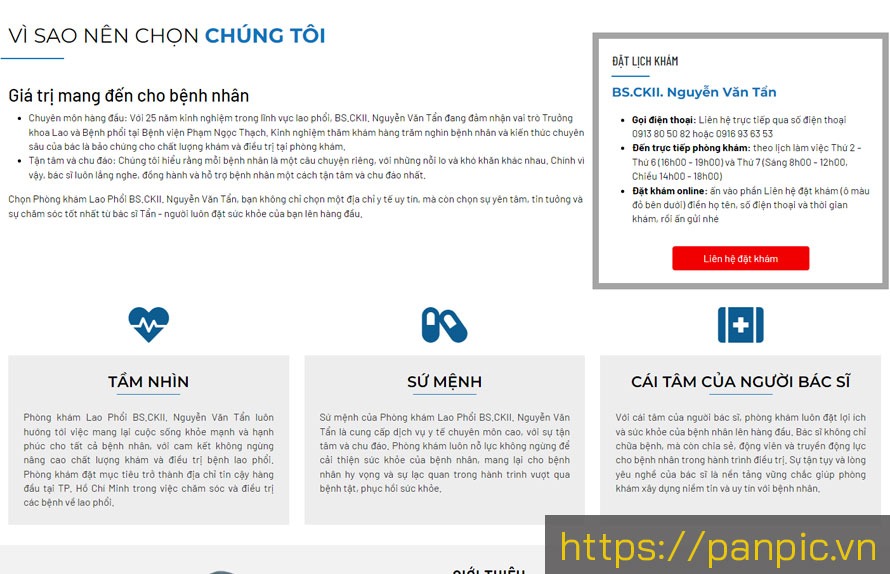 Thiết kế website bác sĩ - phòng khám