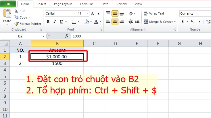 Làm thê nào định dạng tiền tệ USD trong Excel