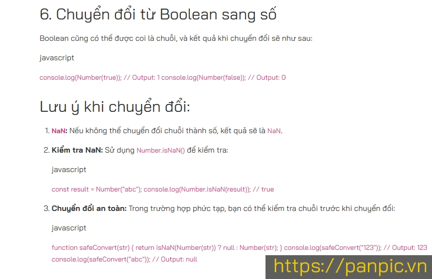 JavaScript Chuyển Đổi Dữ Liệu String Sang Dạng Số Number