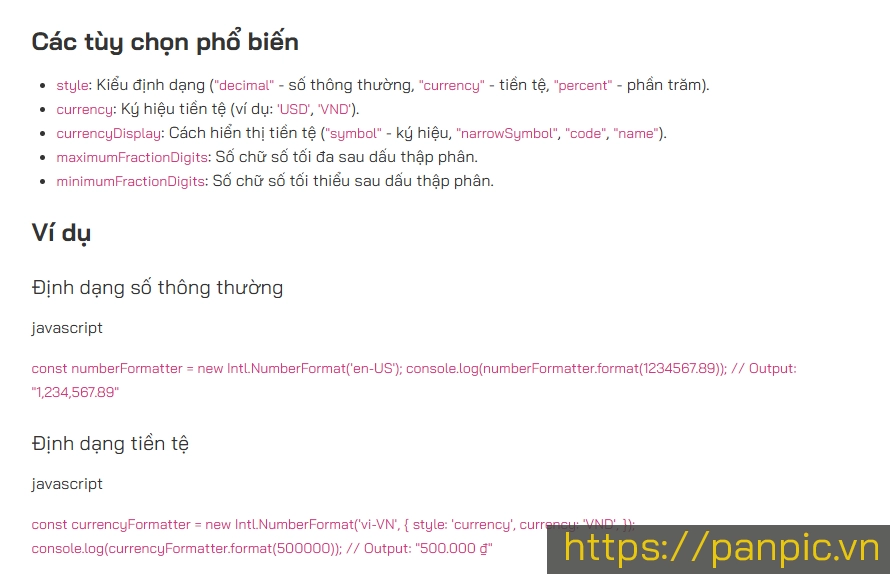 JavaScript Định Dạng Tiền Tệ