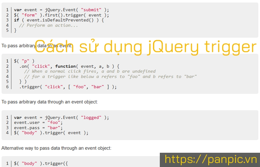 Cách sử dụng jQuery trigger