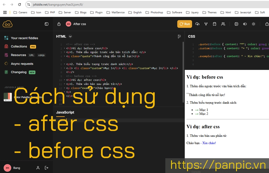 Cách sử dụng after css và before css