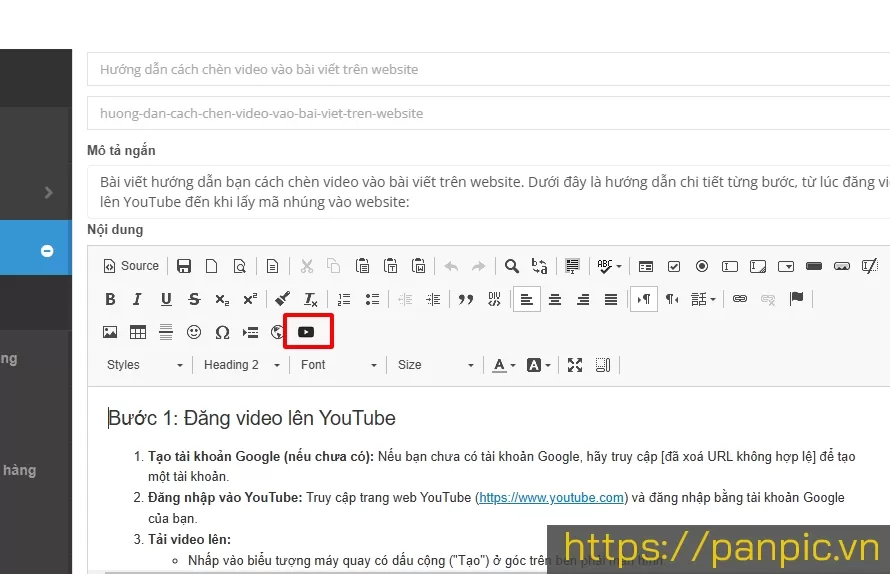 Hướng dẫn cách chèn video vào bài viết trên website