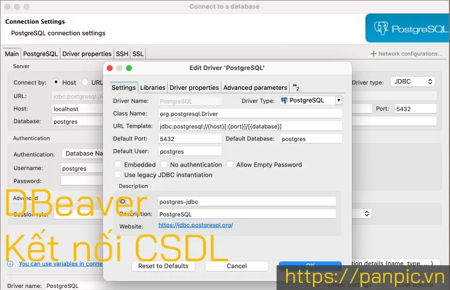 DBeaver Kết Nối Cơ Sở Dữ Liệu PostgreSQL