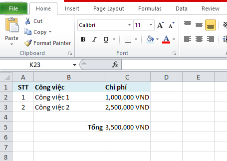 Hướng dẫn định dạng VND trong Excel