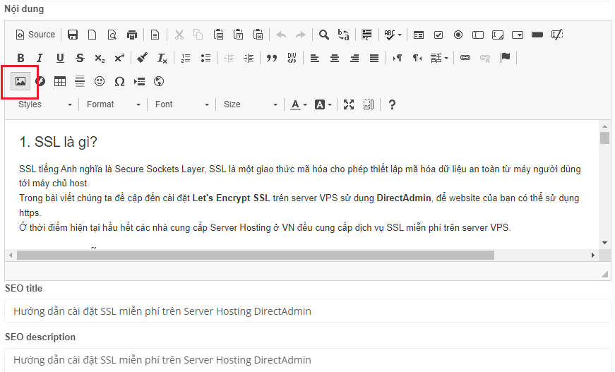 Panpic cách chèn hình ảnh vào nội dung bài viết trên website