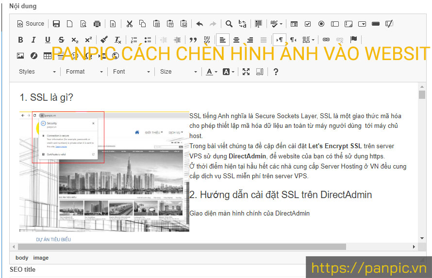 Panpic cách chèn hình ảnh vào website